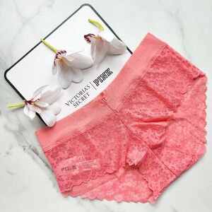 NWT PINK VICTORIA'S SECRET NO-SHOW FLORAL LACE HIPHUGGER PANTY IN CRAZY FOR CORA